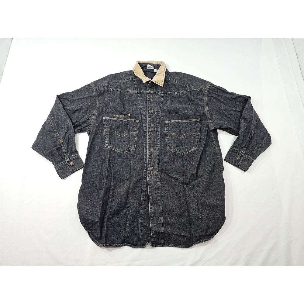 Harley Davidson and Taz Yosemite Sam Denim Shirt Looney Tunes Black Sz XL